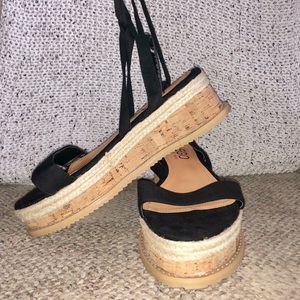 Black wrap espadrilles